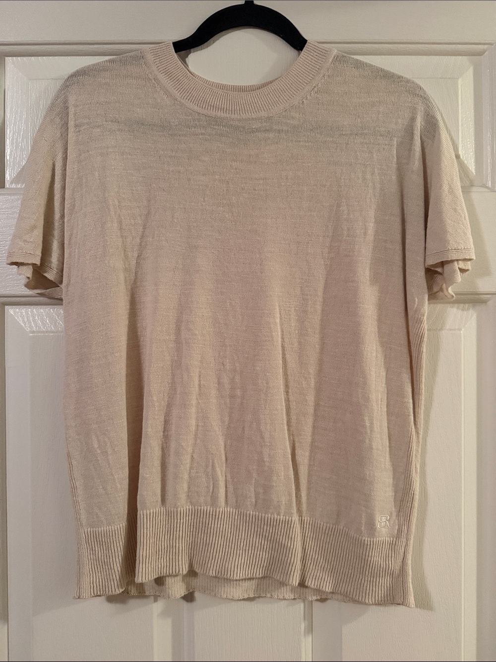Banana Republic Light Beige Crewneck Short Sleeve Sweater